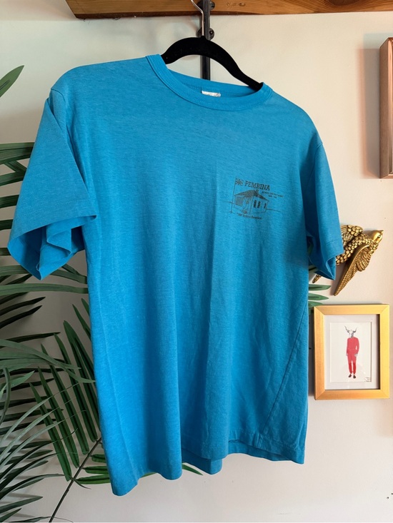 Other - Vintage Men's Blue Crewneck Short-Sleeve Graphic T-Shirt